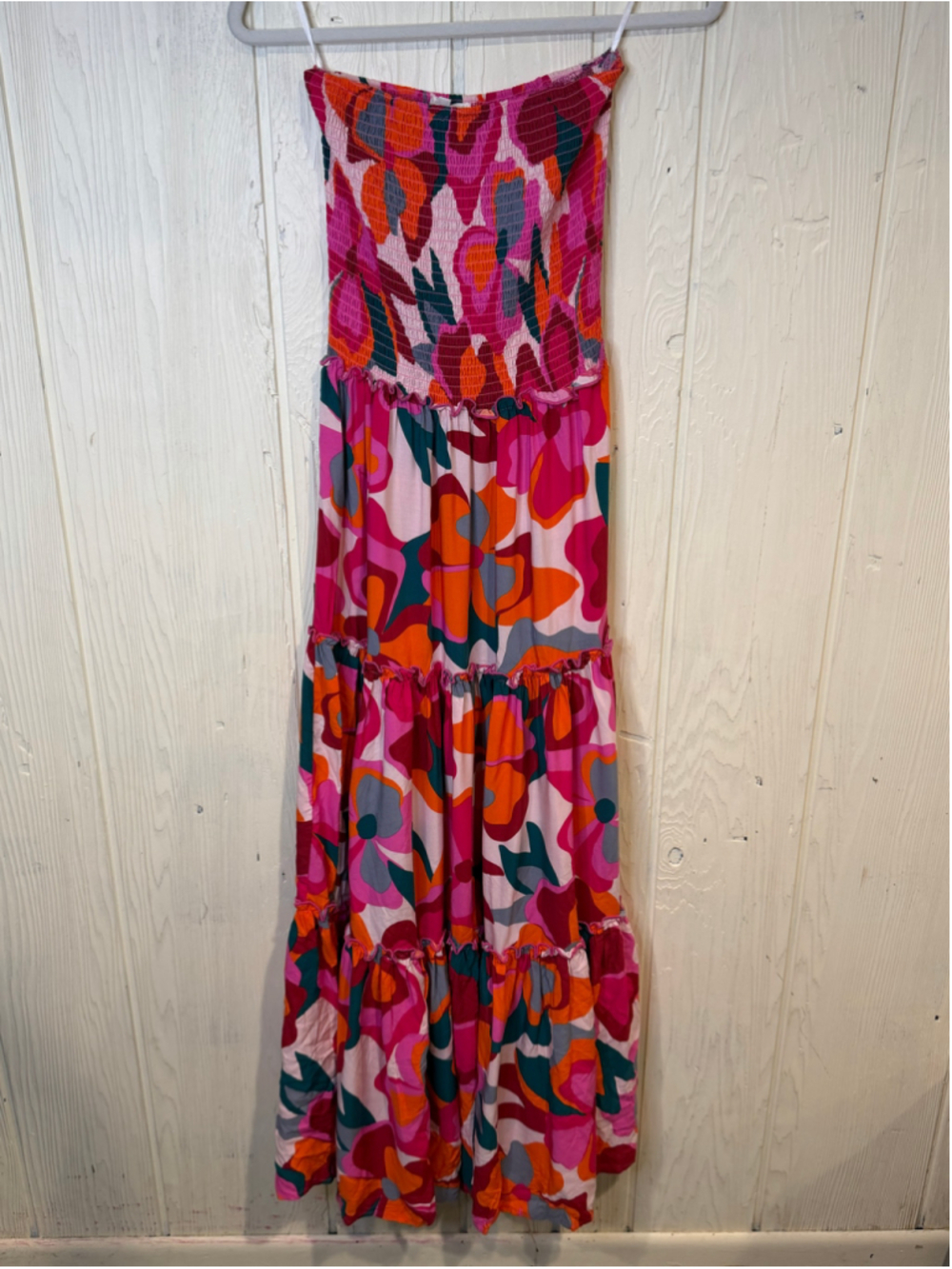 Abel the Label Maxi Dress Size S Pink Orange Floral Strapless